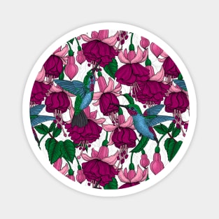 Hummingbird garden on white Magnet